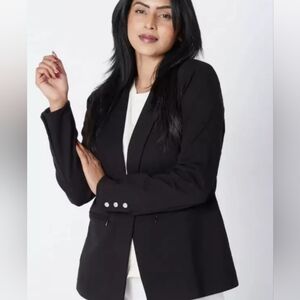 NWOT Marla Wynne Layers Stretch Knit Blazer Jacket Black sz Medium